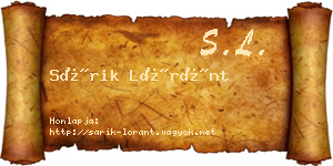 Sárik Lóránt névjegykártya